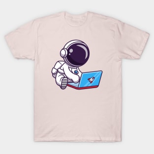 Cute Astronaut Playing Laptop T-Shirt